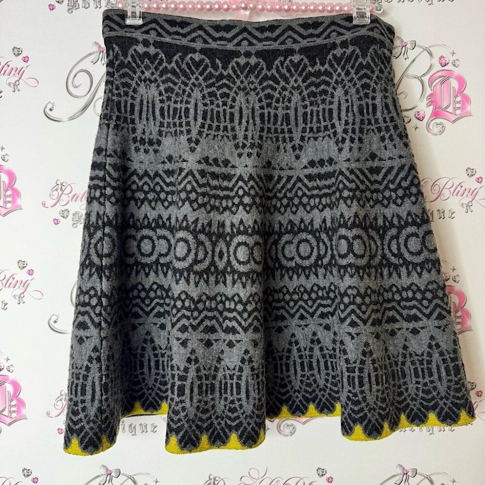 Krimson klover skirt Gray and Yellow Skater Skirt knit yellow grey black luxe